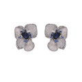 Elegant French Vintage Blue Crystal Rhinestone White Flower Studs Light Luxury Silver Needle Earrings view 5