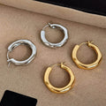 French Minimalist Copper Hoop Earrings, Geometric Plain Ear Cuffs For Elegant OL Style view 2