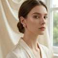Elegant Korean Pink Flower Stud Earrings With Rhinestone Inlaid Alloy Silver Needle Fashion Commuter Earrings view 1