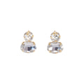 Elegant Korean Double Round Oval Crystal Rhinestone Stud Drop Earrings For Women Office Earrings view 5
