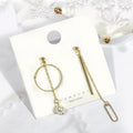 Mismatched Gold Open Circle Chain Pearl Look Stud Earrings view 1