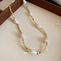 2026 French Vintage Faux Pearl Oval Geometric Collarbone Necklace Light Luxury Choker view 4