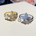Zircon Butterfly Pearl Open Ring With French Elegant Design For Women view 4