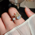 Zircon Butterfly Pearl Open Ring With French Elegant Design For Women view 3