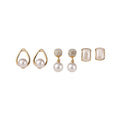Light Luxury Faux Pearl Rhinestone Jewelry Set With Silver Needle Round Geometric Stud Earrings view 5