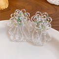 Vacation Style Glass Crystal Beaded Flower Tassel Drop Earrings With Silver Post view 2