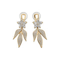 14K Gold Plated Copper Zircon Flower Clip-on Earrings For Women Fashion OL Non-Pierced Jewelry view 5