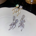 14K Gold Plated Copper Zircon Flower Clip-on Earrings For Women Fashion OL Non-Pierced Jewelry view 3