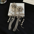 Iron Metal Round Tassel Drop Earrings With Silver Pins, Light Luxury Geometric Statement Style view 4