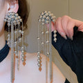 Iron Metal Round Tassel Drop Earrings With Silver Pins, Light Luxury Geometric Statement Style view 1