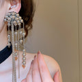Iron Metal Round Tassel Drop Earrings With Silver Pins, Light Luxury Geometric Statement Style view 3