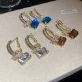 2026 New Copper Zircon Flower Square Hoop Earrings Light Luxury Statement Designer Ear Cuffs view 3