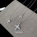 Vintage Light Luxury Stainless Steel Double Layer Cross Zircon Pendant Necklace For Women view 4