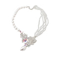 Court Style Faux Pearl Rhinestone Beaded Wing Flower Choker Necklace For Women view 5
