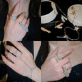 Copper Zircon Flower Bangle Ring Bracelet For Women Light Luxury Sparkling Hand Chain Jewelry view 1