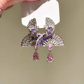 Copper Zircon Fan Teardrop Stud Earrings Elegant Luxury Banquet Dress Jewelry view 3