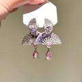 Copper Zircon Fan Teardrop Stud Earrings Elegant Luxury Banquet Dress Jewelry view 2