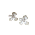 White Matte Flower Faux Pearl Stud Earrings Elegant Light Luxury Versatile Jewelry view 5