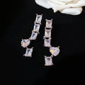 Copper Silver Needle Zircon Square Heart Stud Earrings Light Luxury Minimalist Fashion Jewelry view 4