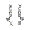 Copper Silver Needle Zircon Square Heart Stud Earrings Light Luxury Minimalist Fashion Jewelry view 5