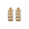 French Vintage Zircon Faux Pearl Stud Earrings With Silver Needle Geometric Round Office Style view 5