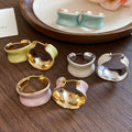 Simple Style Copper Drip Enamel C Shaped Hoop Earrings For Women, Geometric Round Elegant Jewelry view 1