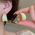 Simple Style Copper Drip Enamel C Shaped Hoop Earrings For Women, Geometric Round Elegant Jewelry view 4