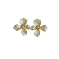 White Enamel Flower Faux Pearl Stud Earrings For Women 2026 Fashion OL Light Luxury Silver Needle Jewelry view 5