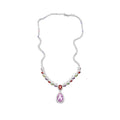Old Money Pink Zircon Flower Teardrop Copper Collarbone Necklace For Women view 5