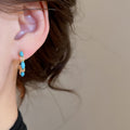 18K Gold Plated Copper C Shape Zircon Stone Stud Earrings With Silver Pins, Minimalist Fashion Jewelry view 4