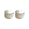 Mother Of Pearl Shell C-Shaped Geometric Stud Earrings For Women Light Luxury Minimalist Jewelry view 5