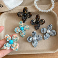 New Chinese Style Gradient Resin Flower Petal Stud Earrings With Baroque Pearl Vacation Jewelry view 1