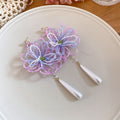 Glass Seed Bead Flower Stud Earrings With Silver Posts, Sweet Vacation Style view 4