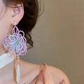 Glass Seed Bead Flower Stud Earrings With Silver Posts, Sweet Vacation Style view 3