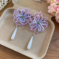 Glass Seed Bead Flower Stud Earrings With Silver Posts, Sweet Vacation Style view 2