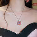 French Purple Rhinestone Heart Alloy Necklace, Old Money Court Style Geometric Choker For Women view 3