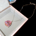 French Purple Rhinestone Heart Alloy Necklace, Old Money Court Style Geometric Choker For Women view 4