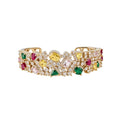 Luxury Full Zircon Copper Open Bangle With Geometric Triangle Square Vintage Court Style view 5