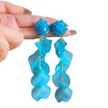 Acrylic Flower Petal Tassel Drop Earrings With Sterling Silver Posts For Vacation Style Women view 5