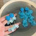 Acrylic Flower Petal Tassel Drop Earrings With Sterling Silver Posts For Vacation Style Women view 2