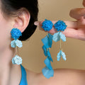Acrylic Flower Petal Tassel Drop Earrings With Sterling Silver Posts For Vacation Style Women view 1