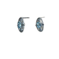 Korean Sea Blue Hollow Oval Copper Stud Earrings, Light Luxury Geometric Elegant Jewelry view 5