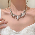 French Old Money Multi Layer Faux Pearl Teardrop Necklace For Women Light Luxury Collarbone Jewelry view 2