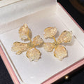 Luxury Floral Artificial Crystal Stud Earrings For Women Sparkling Rhinestone Fashion Jewelry view 2