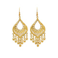 Bohemian Ethnic Gold Alloy Teardrop Filigree Tassel Statement Vintage Luxury Dangle Earrings view 5