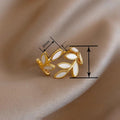 Adjustable Open Leaf Ring For Women, Korean Style Glitter Wheat And Marquise Jewelry view 4