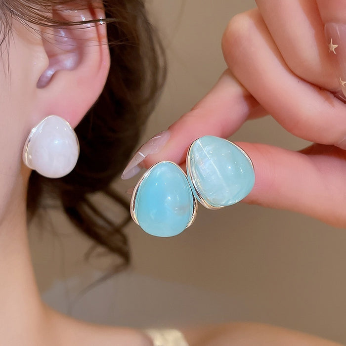 Minimalist Modern Acrylic Teardrop Stud Earrings With Silver Pins For Women