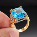 Old Money Princess Style Imitation Blue Sapphire Ring For Women, Ocean Theme Luxury Jewelry view 3