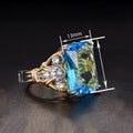 Old Money Princess Style Imitation Blue Sapphire Ring For Women, Ocean Theme Luxury Jewelry view 4