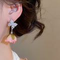 2026 New Copper Zircon Butterfly Flower Rose Stud Earrings Elegant Original Designer Style view 3